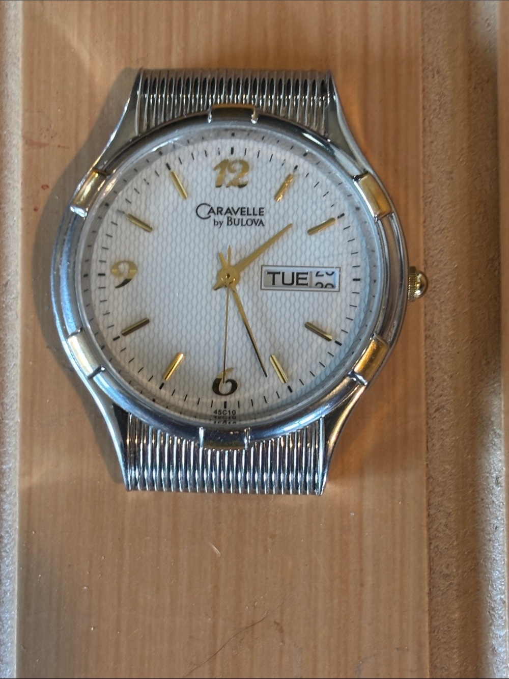 Caravelle by Bulova Men’s Two-Tone Silver and Gold Dress Watch - White Dial